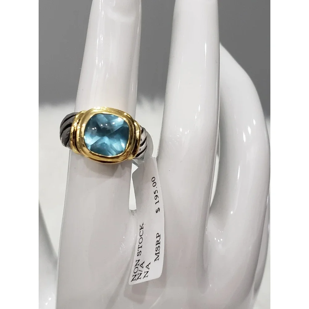 SZ 5 Lauren G. Adams mixed metal blue stone two tone cocktail statement noblesse